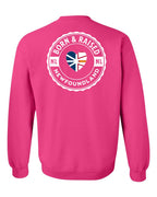 Born and Raised NFLD Heart Flag Left Chest & Back Crewneck Sweatshirt - Unisex