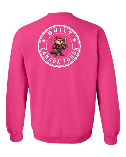 Built Canada Tough Male Beaver Left Chest and Back Crewneck