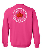 Calm Cool Canadian Leaf Left Chest and Back Crewneck Sweatshirt - Gildan Canada (sewn Internationally) - Unisex