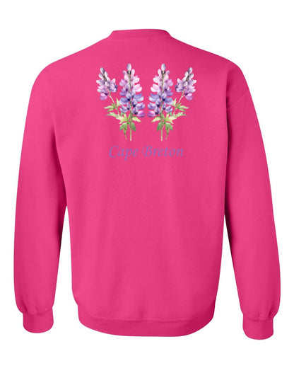 Cape Breton Lupin Left Chest and Back Crewneck Sweatshirt