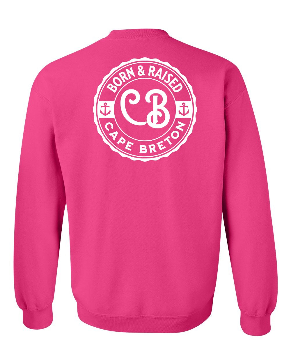 Born & Raised Cape Breton Left Chest and Back Crewneck Sweatshirt
