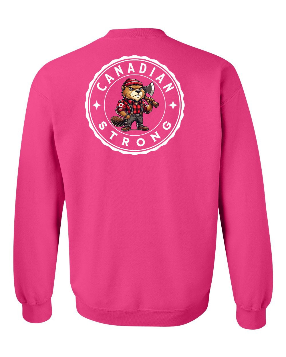 Canadian Strong Beaver Left Chest and Back Crewneck Sweatshirt - Gildan Canada (sewn Internationally) - Unisex