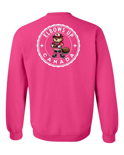 Elbows up Beaver Left Chest and Back Crewneck