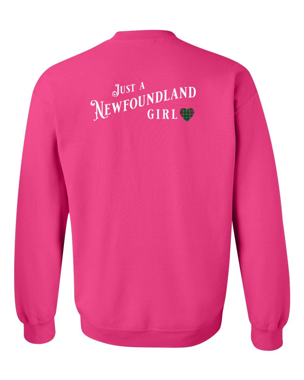 Just a Newfoundland Girl Tartan Left Chest and Back Crewneck Sweatshirt
