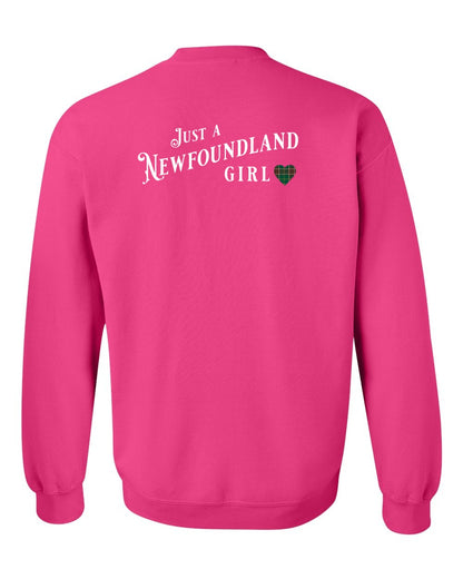 Just a Newfoundland Girl Tartan Left Chest and Back Crewneck Sweatshirt