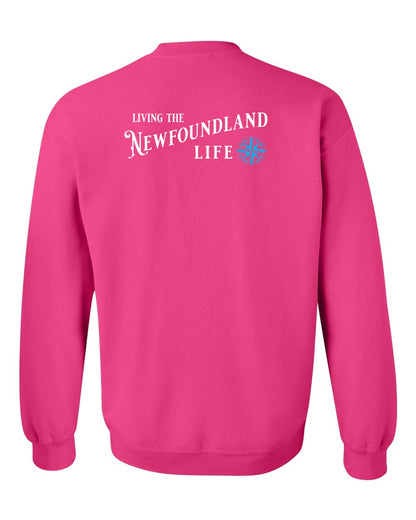 Living the Newfoundland Life blue Left Chest and Back Crewneck Sweatshirt