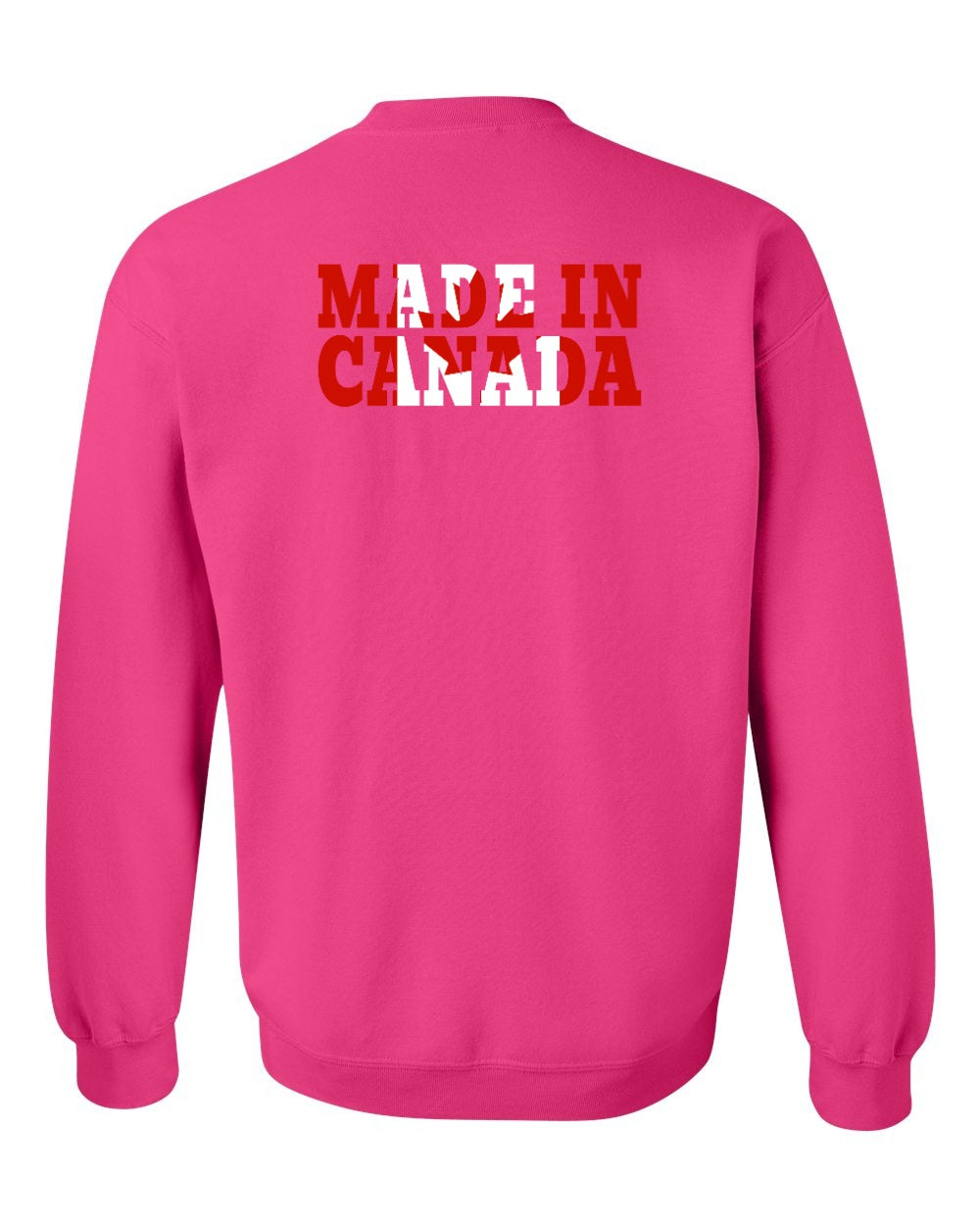 Made in Canada Flag Background Left Chest and Back Crewneck Sweatshirt - Gildan Canada (sewn Internationally) - Unisex