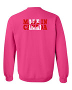 Made in Canada Flag Background Left Chest and Back Crewneck Sweatshirt - Gildan Canada (sewn Internationally) - Unisex