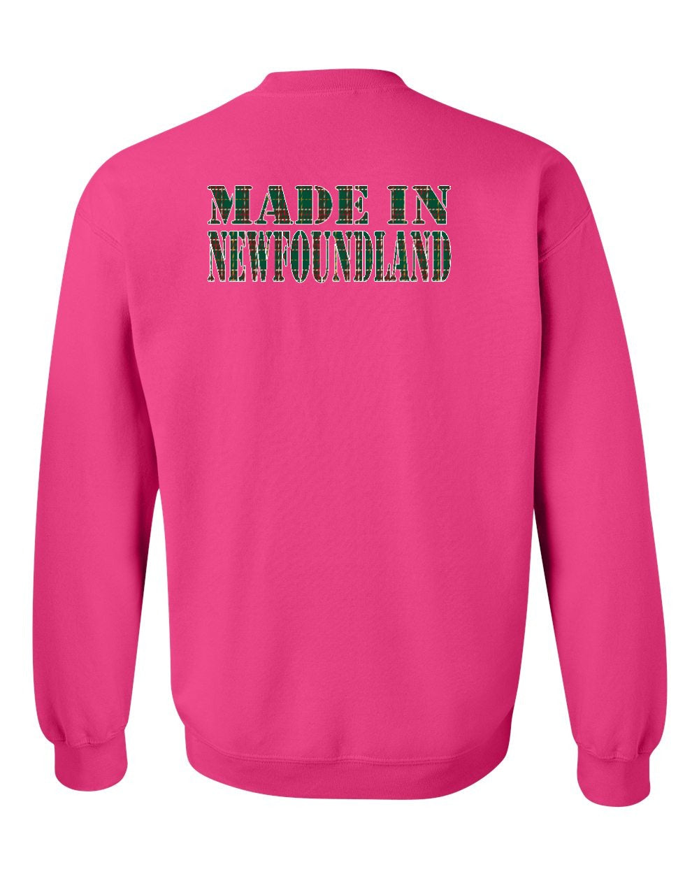 Made In Newfoundland ( Tartan Lettering) Left Chest and Back Crewneck Sweatshirt