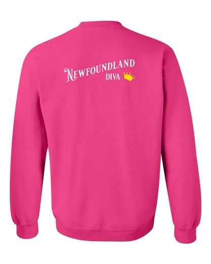 Newfoundland Diva Left Chest and Back Crewneck Sweatshirt