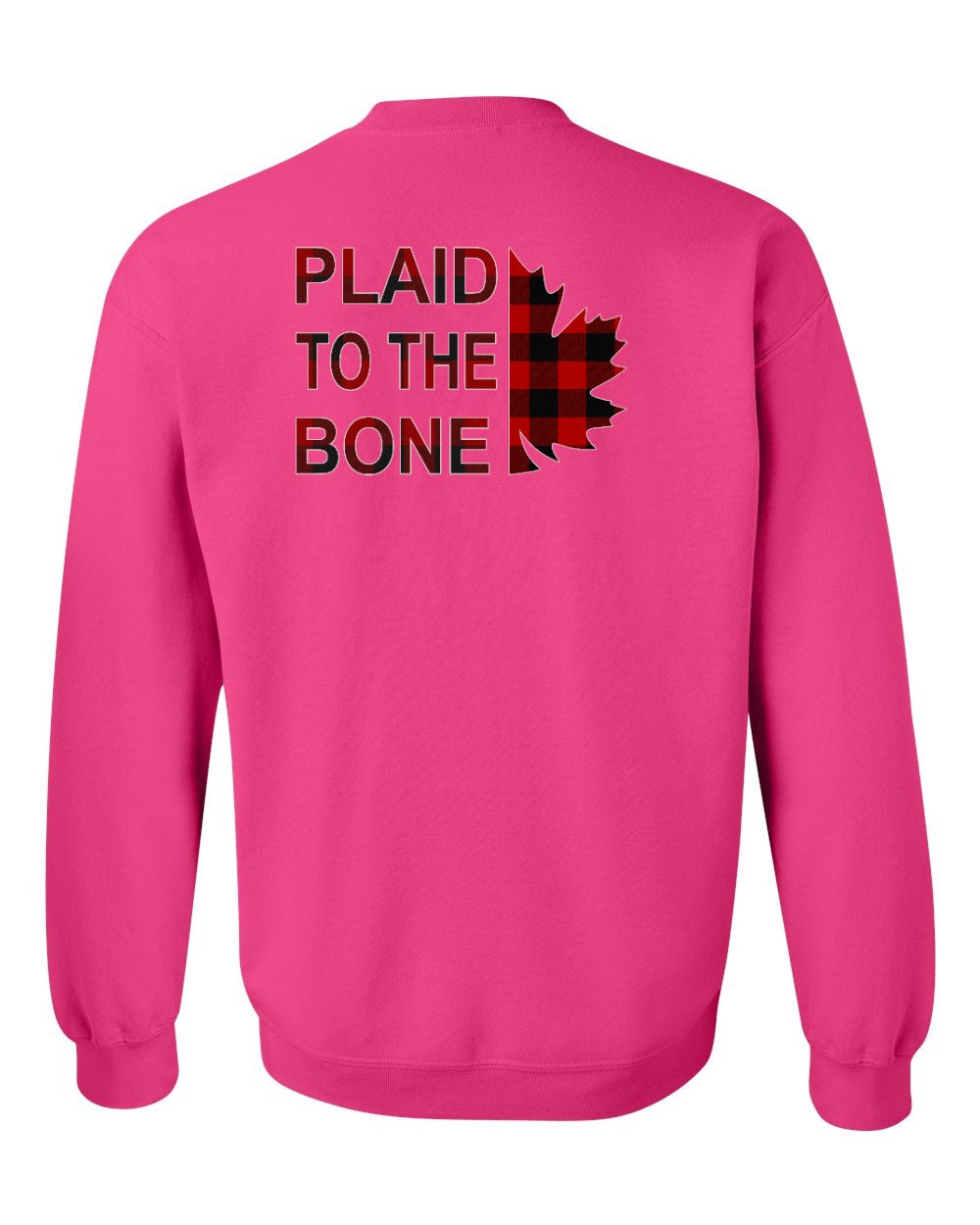 Plaid to the Bone Stacked Leaf Left Chest and Back Crewneck