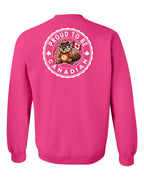 Proud to be Canadian Beaver Left Chest and Back Crewneck Sweatshirt - Gildan Canada (sewn Internationally) - Unisex