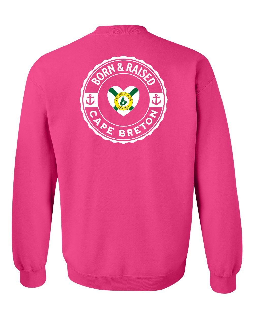 Born and Raised CB Heart Flag Left Chest & Back Crewneck Sweatshirt - Unisex