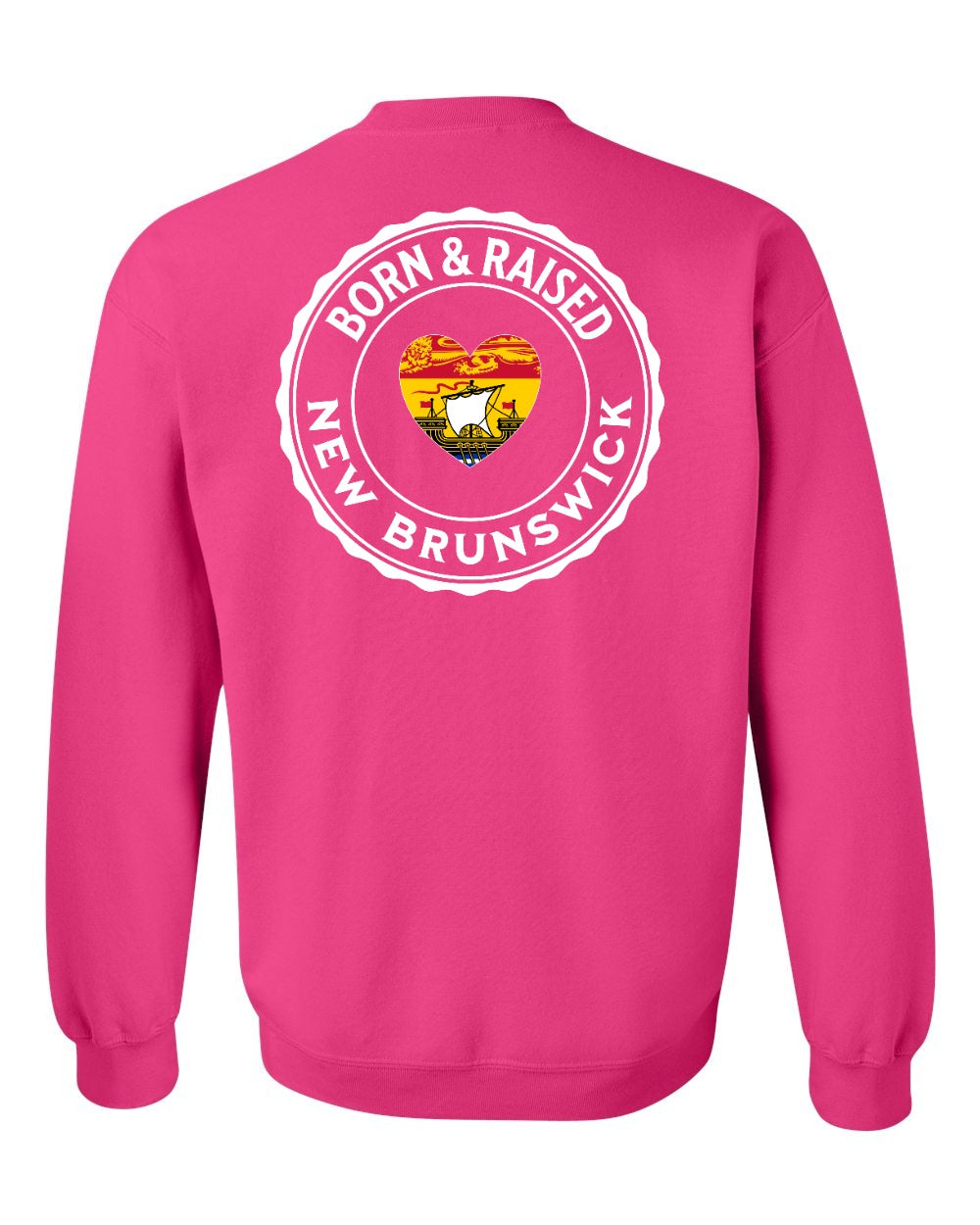 Born and Raised NB Heart Flag Left Chest & Back Crewneck Sweatshirt - Unisex