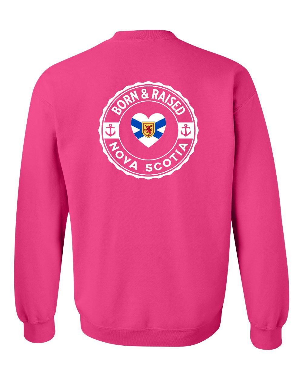 Born and Raised NS Heart Flag Left Chest & Back Crewneck Sweatshirt - Unisex