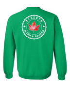 Born And Raised Alberta Left Chest and Back Crewneck Sweatshirt - Gildan Canada (sewn Internationally) - Unisex