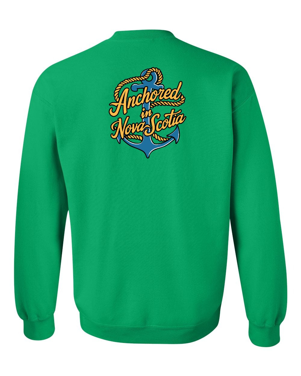 Anchored in Nova Scotia (New Design) Left Chest and Back crew-neck