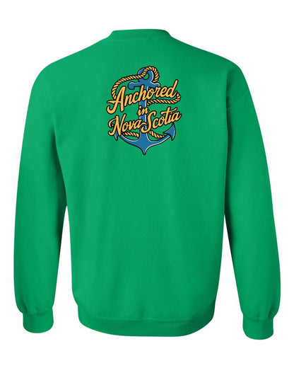 Anchored in Nova Scotia (New Design) Left Chest and Back crew-neck