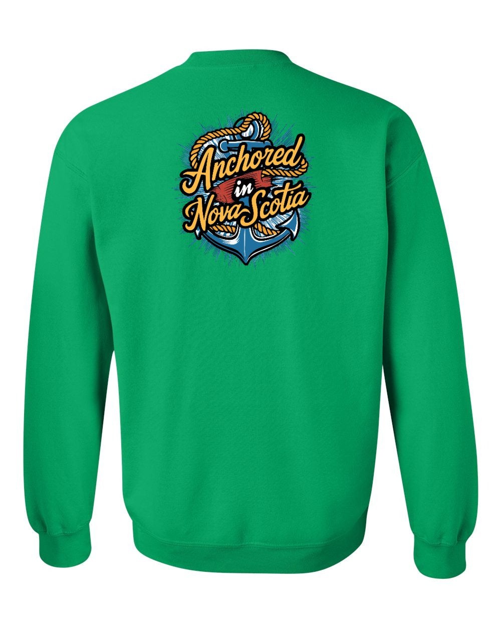 Anchored In Nova Scotia (Old Design) Left Chest and Back crew-neck