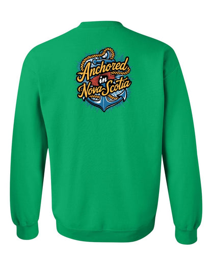 Anchored In Nova Scotia (Old Design) Left Chest and Back crew-neck