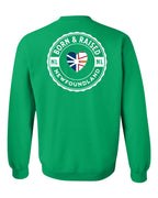 Born and Raised NFLD Heart Flag Left Chest & Back Crewneck Sweatshirt - Unisex