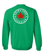 Calm Cool Canadian Leaf Left Chest and Back Crewneck Sweatshirt - Gildan Canada (sewn Internationally) - Unisex