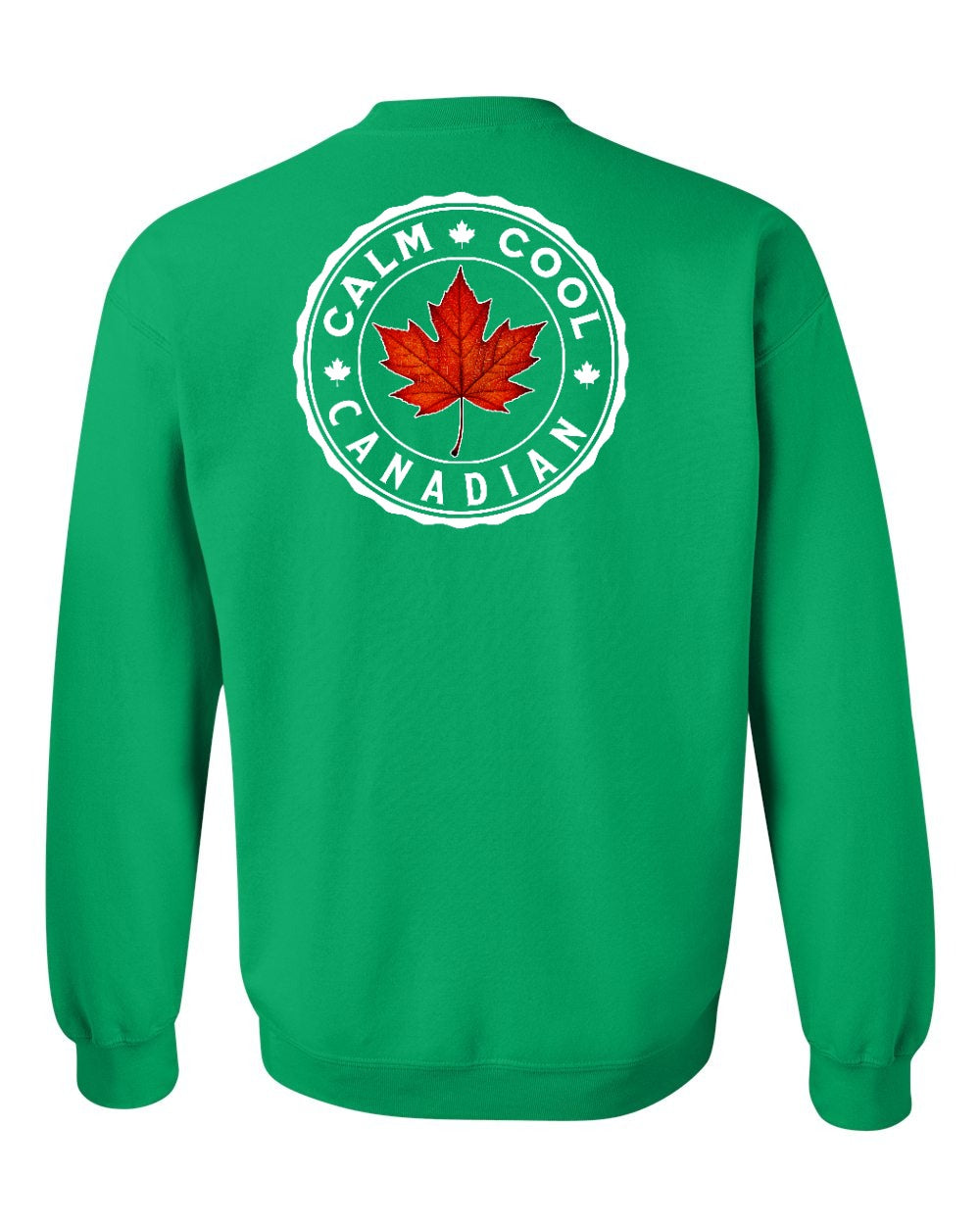 Calm Cool Canadian Leaf Left Chest and Back Crewneck Sweatshirt - Gildan Canada (sewn Internationally) - Unisex