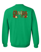 Canada Flowers Left Chest and Back Crewneck Sweatshirt - Gildan Canada (sewn Internationally) - Unisex