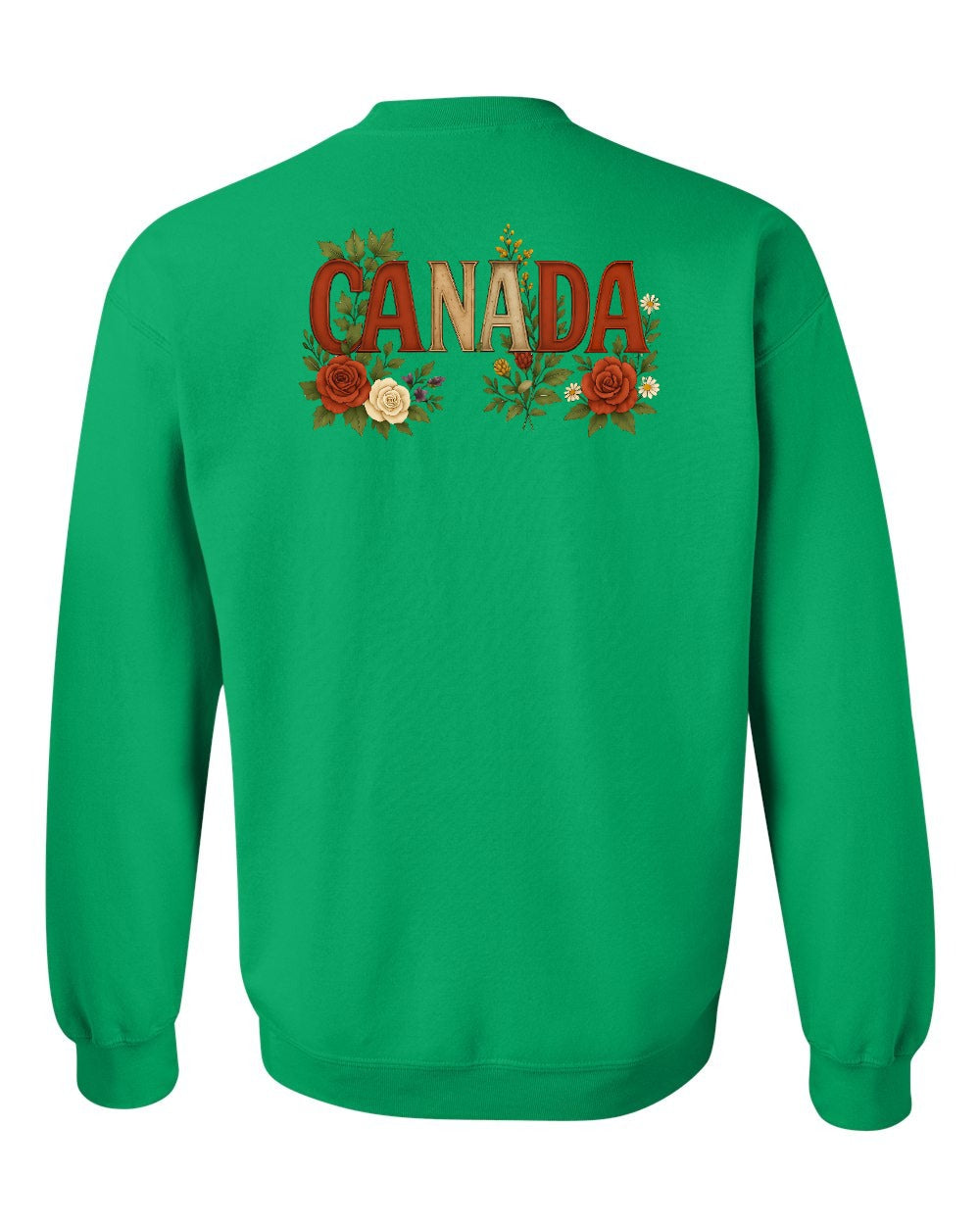 Canada Flowers Left Chest and Back Crewneck Sweatshirt - Gildan Canada (sewn Internationally) - Unisex