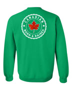 Canadian Born & Rasied Left Chest and Back Crewneck Sweatshirt - Gildan Canada (sewn Internationally) - Unisex