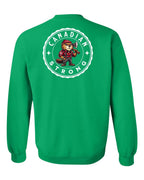 Canadian Strong Beaver Left Chest and Back Crewneck Sweatshirt - Gildan Canada (sewn Internationally) - Unisex