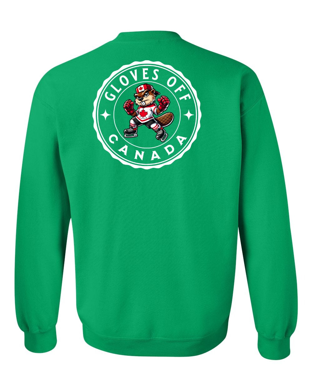 Gloves Off Beaver Left Chest and Back Crewneck Sweatshirt - Gildan Canada (sewn Internationally) - Unisex