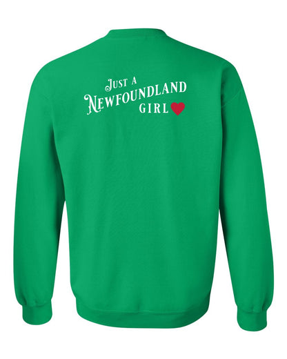Just a Newfoundland Girl Left Chest and Back Crewneck Sweatshirt