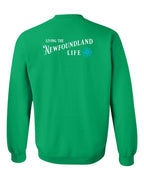 Living the NFLD Life blue Left Chest and Back Crewneck Sweatshirt - Unisex
