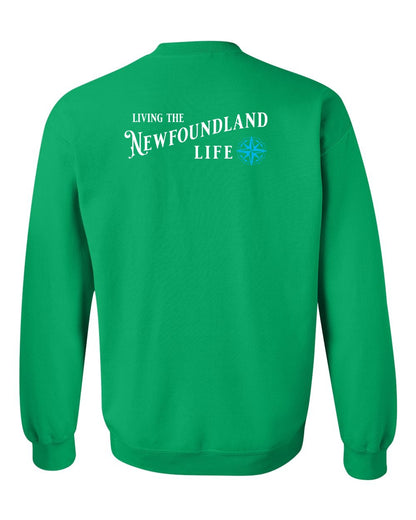 Living the Newfoundland Life blue Left Chest and Back Crewneck Sweatshirt