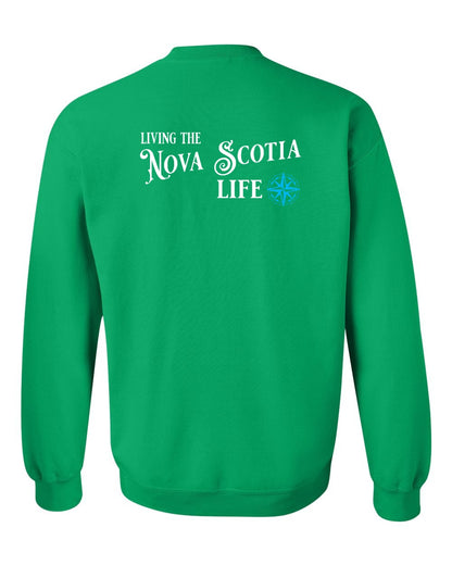 Living the Nova Scotia Life blue Left Chest and Back crew-neck