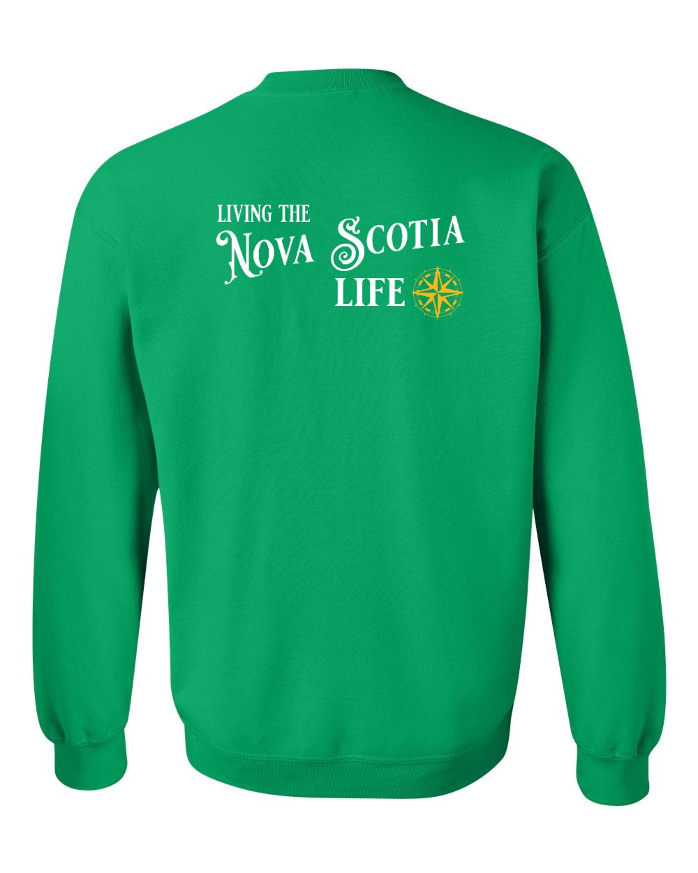 Living the Nova Scotia Life yellow Left Chest and Back crew-neck