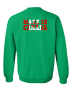 Made in Canada Flag Background Left Chest and Back Crewneck Sweatshirt - Gildan Canada (sewn Internationally) - Unisex