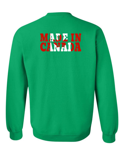 Made in Canada Flag Background Left Chest and Back Crewneck