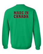 Made in Canada Plaid Background Left Chest and Back Crewneck Sweatshirt - Gildan Canada (sewn Internationally) - Unisex