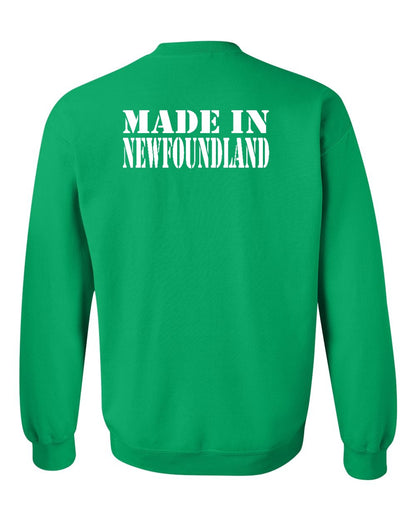 Made In Newfoundland ( White Lettering) Left Chest and Back Crewneck Sweatshirt