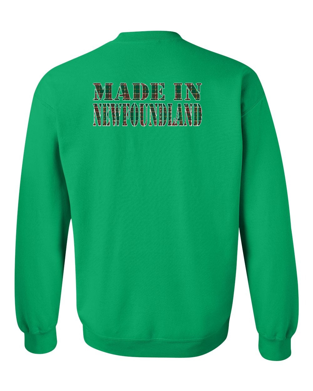 Made In NFLD ( Tartan Lettering) Left Chest and Back Crewneck Sweatshirt - Unisex