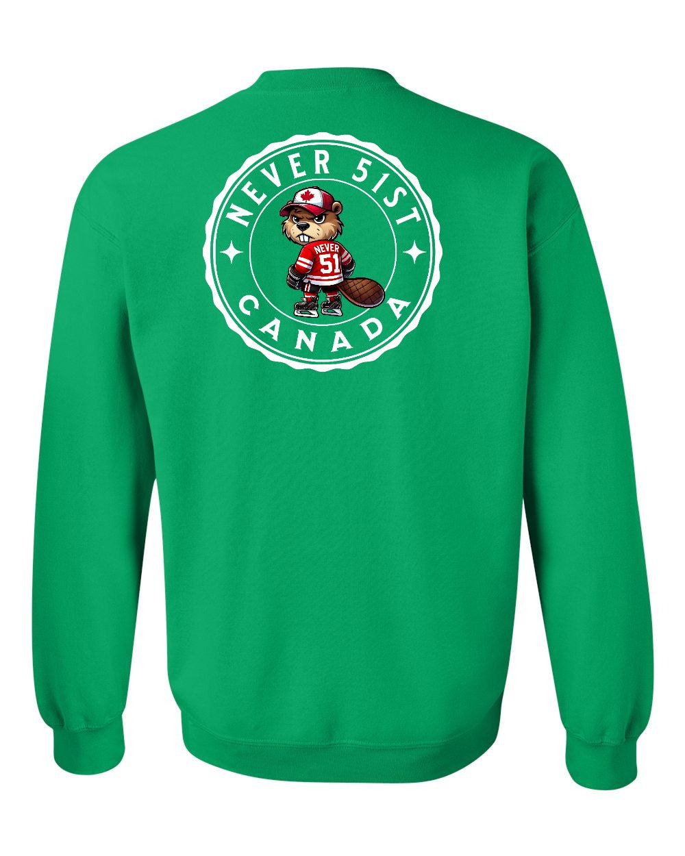 Never 51st Beaver Left Chest and Back Crewneck Sweatshirt - Gildan Canada (sewn Internationally) - Unisex