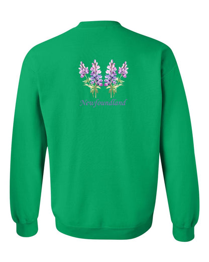 Newfoundland Lupins Left Chest and Back Crewneck Sweatshirt