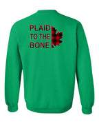Plaid to the Bone Stacked Leaf Left Chest and Back Crewneck Sweatshirt - Gildan Canada (sewn Internationally) - Unisex