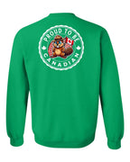 Proud to be Canadian Beaver Left Chest and Back Crewneck Sweatshirt - Gildan Canada (sewn Internationally) - Unisex