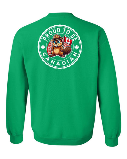 Proud to be Canadian Beaver Left Chest and Back Crewneck