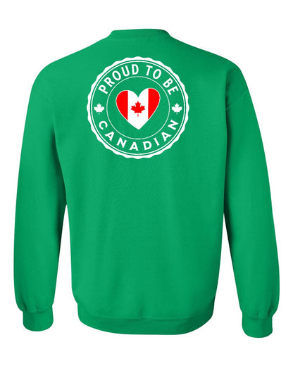 Proud to be Canadian Heart Flag Left Chest and Back Crewneck