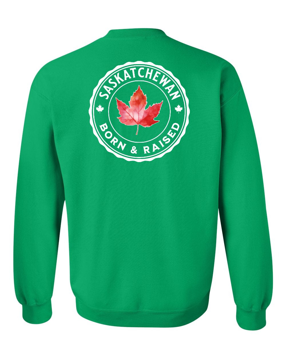 Born and Raised Saskatchewan Left Chest and Back Crewneck Sweatshirt - Gildan Canada (sewn Internationally) - Unisex