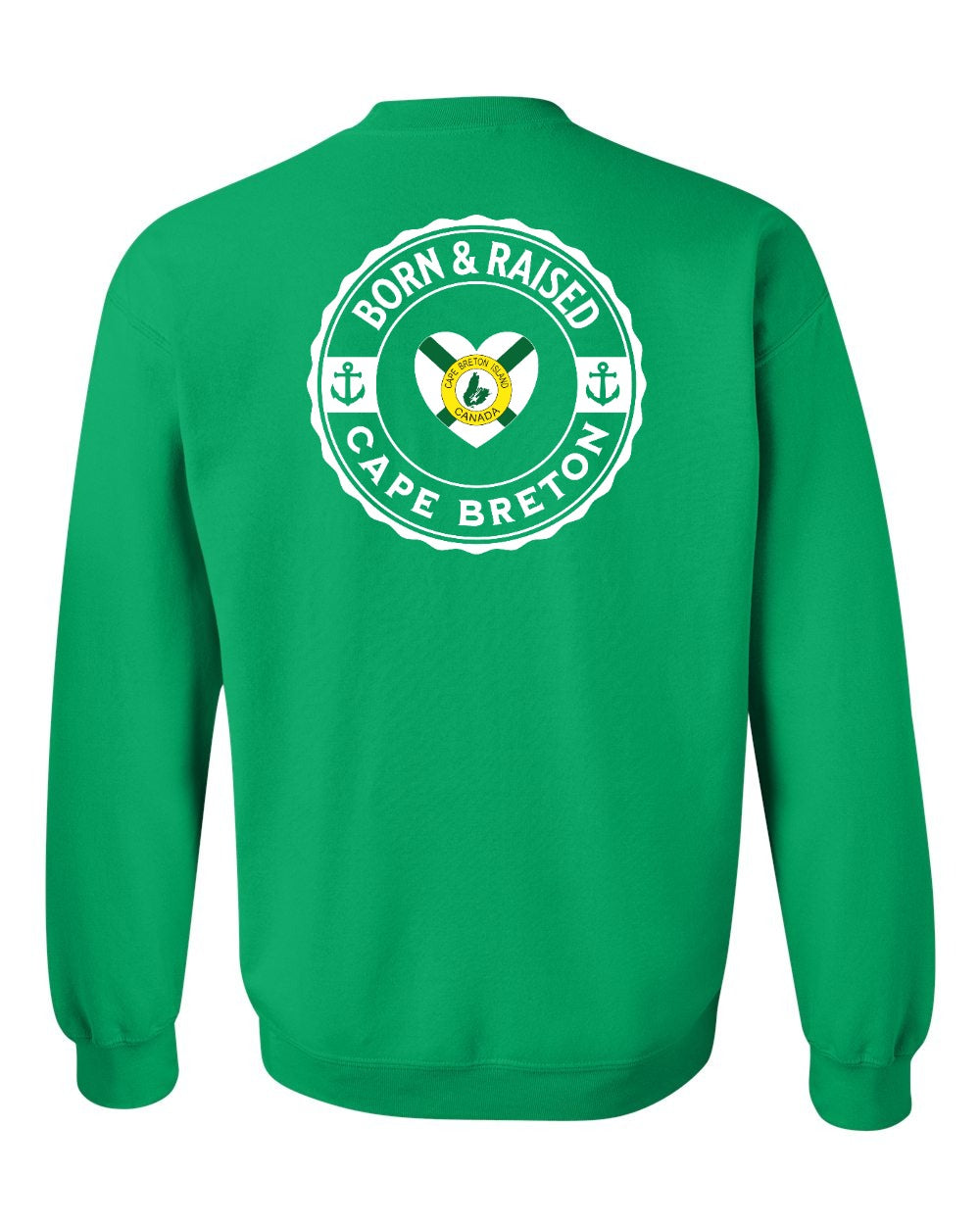 Born and Raised CB Heart Flag Left Chest & Back Crewneck Sweatshirt - Unisex